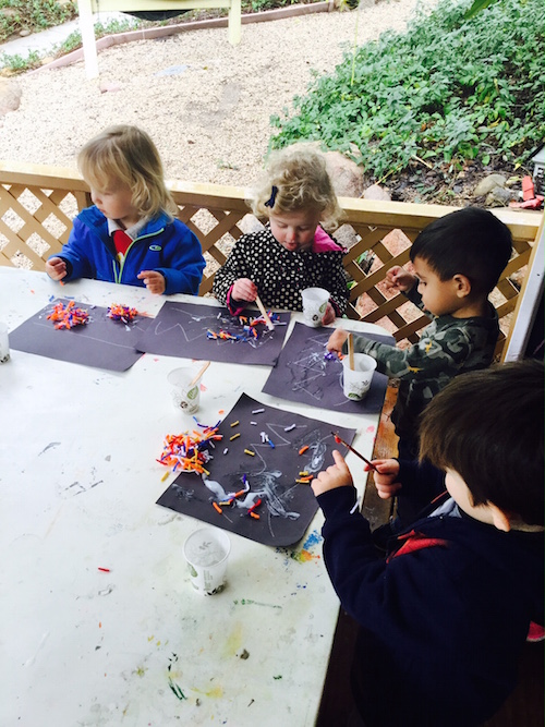 Kids in art class at Carmel Mountain Preschool