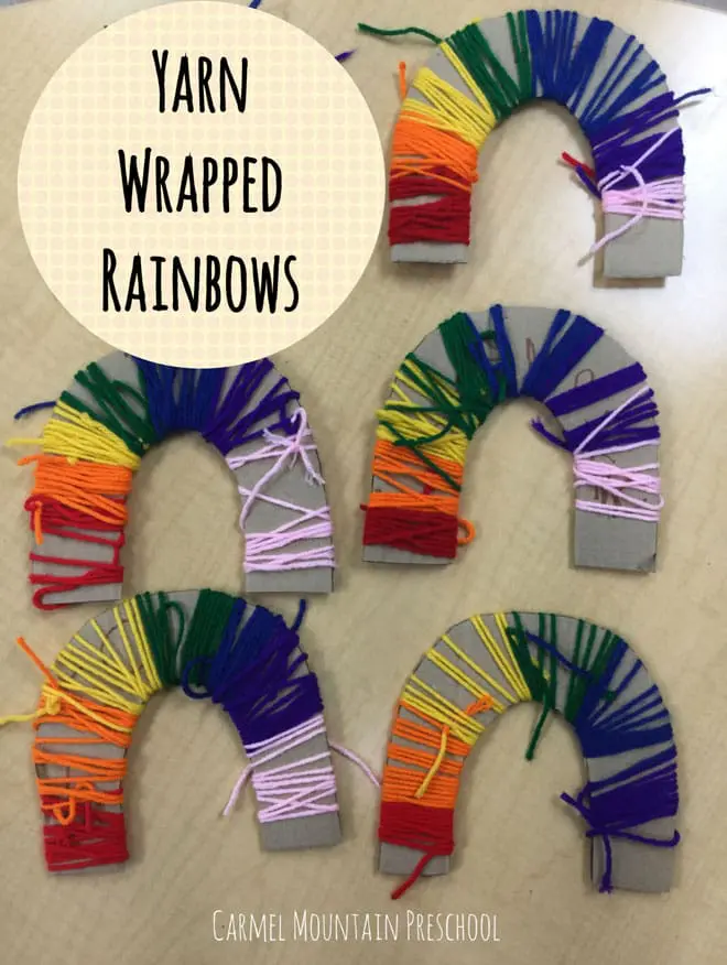 Yarn Wrapped Rainbows - Carmel Mountain Preschool