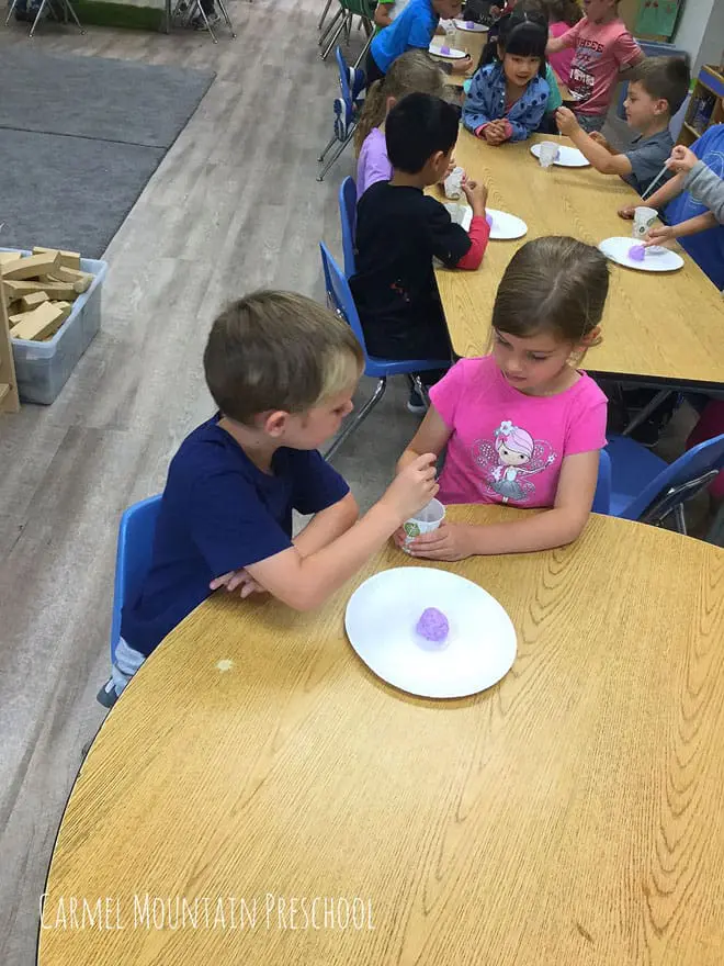 Moon Rock Science activity at Carmel Mountain Preschool
