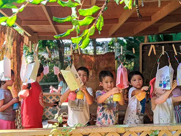 kids having fun with art project at daycare