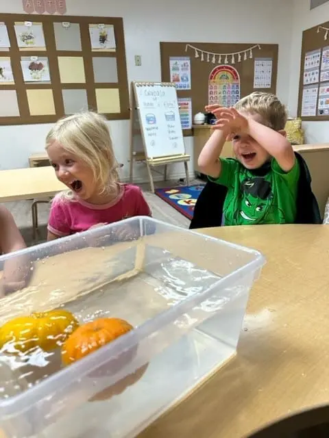 children learning spanish at preschool