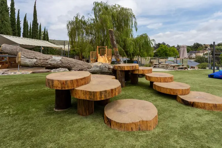 wooden blocks on preschool playground