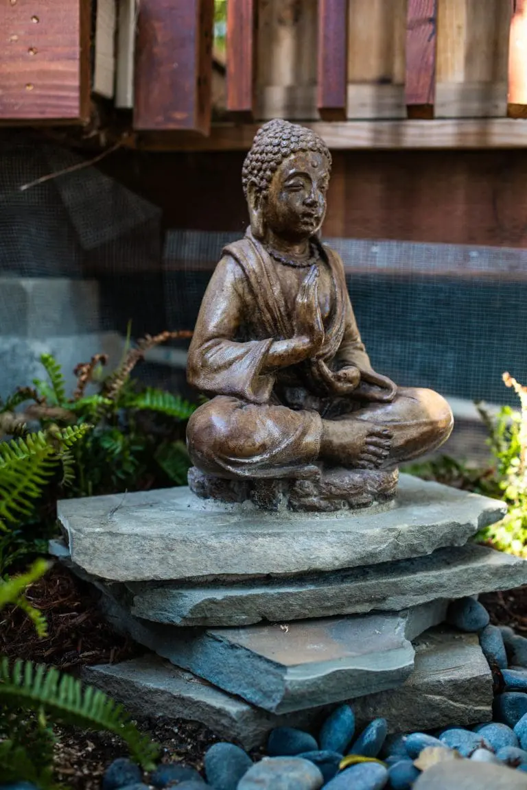 statue in zen garden