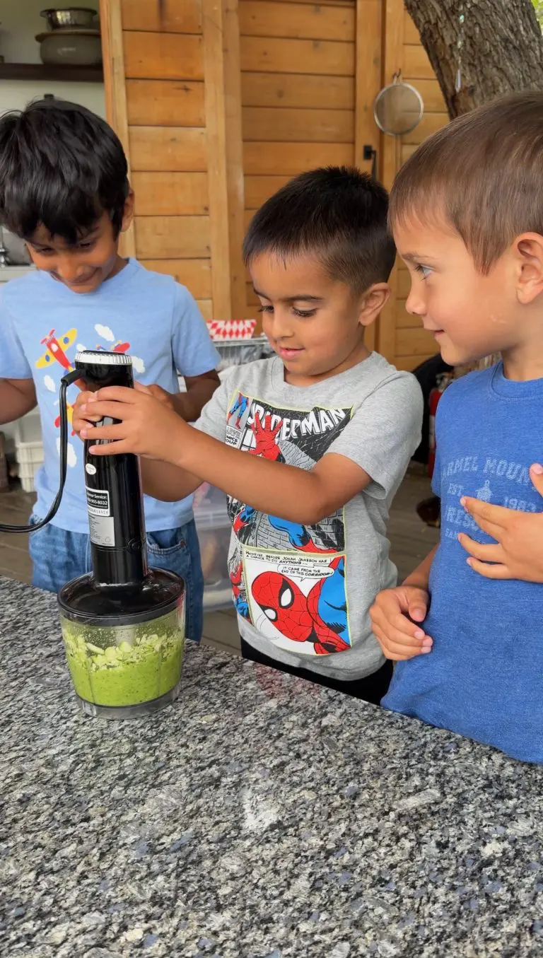 boy with veggie popsicles at preschool