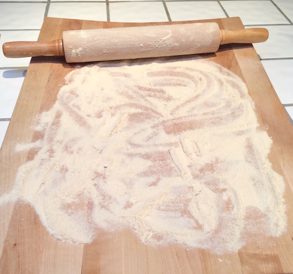 Floured surface and rolling pin