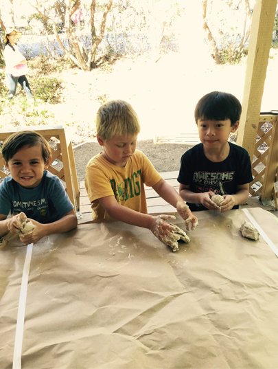 kids playing with dough