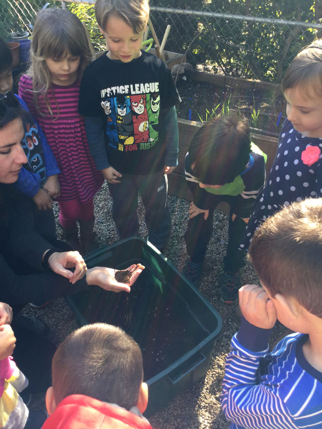 Carmel Mountain Preschool Composting in The Glenn