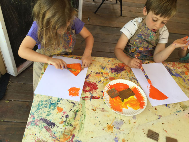 Printmaking with Recycled Cardboard - Carmel Mountain Preschool