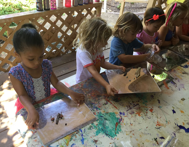 Carmel Mountain Preschool Nature Findings and Pastel Drawings