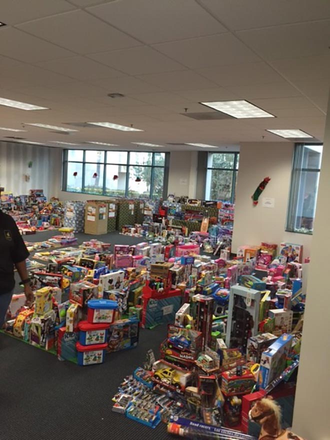 Collected toys at the toy drive