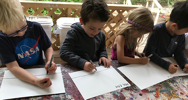 children draw what they see in spring