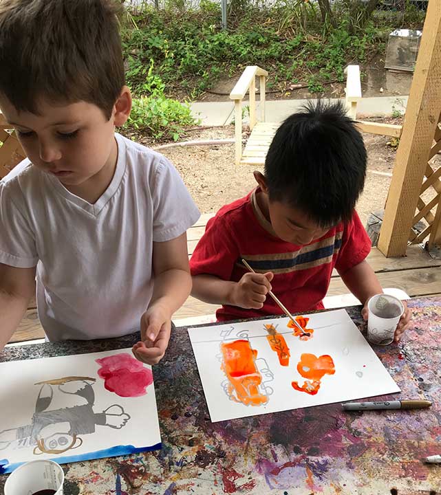 kids paint what they think of spring