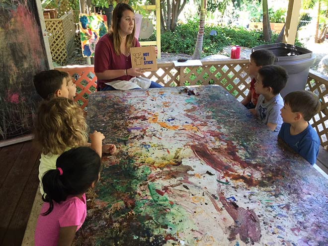 children learning about painting