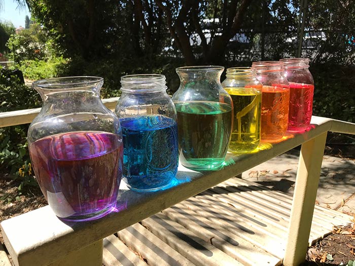 jars filled with food coloring and water