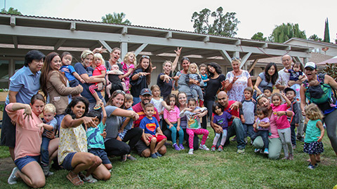Group photo at Carmel Mountain Preschool Family Hip Hop