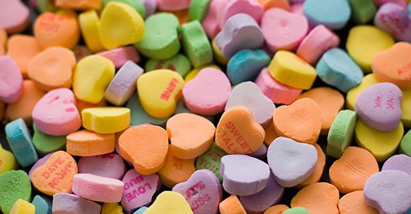 Heart shaped candy for upcoming Valentines Day