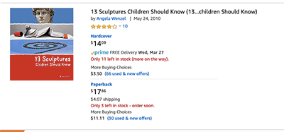 Amazon listing for a book about sculptures 2