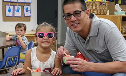 family ice cream social at daycare center