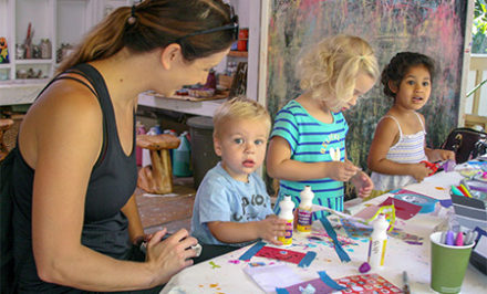 family painting at daycare