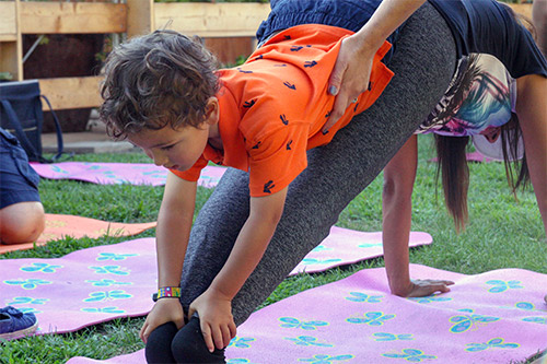 family yoga at child care center
