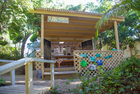 outdoor art studio at children's daycare