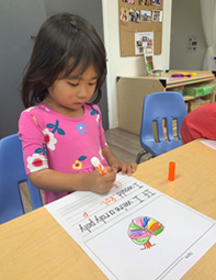 coloring roly poly art at preschool