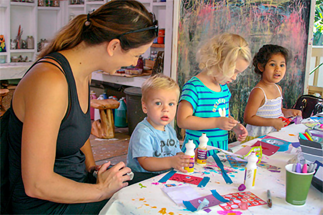 family painting at preschool