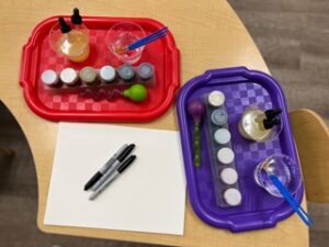supplies for lemon juice art at preschool