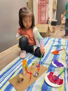 children at preschool with recycled art 2