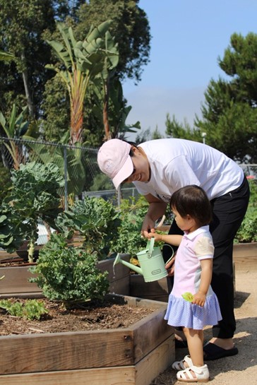 parent and child at preschool