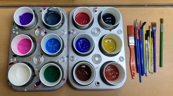 painting supplies at preschool