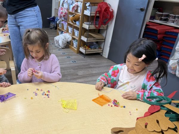 two preschool girls learning Fine motor activities